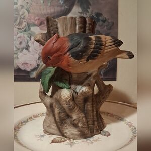 Decorative Ceramic Bird on Tree/Vase